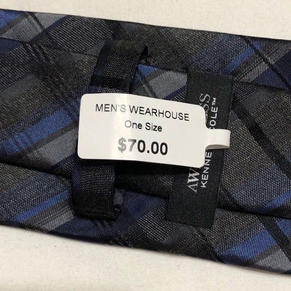 Mens Neck Tie Kenneth Cole Men’s Warehouse Blue and Gray NEW!! WITH TAG - Picture 4 of 6